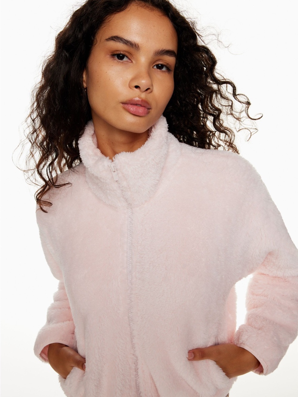 ARITZIA SUNDAY BEST Mockneck Fuzzy Zip size S - Picture 2 of 3